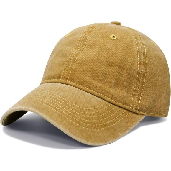 Baseball Cap Yellow (Washed) Golf Dad Hat Men Women Plain Cap main image 4